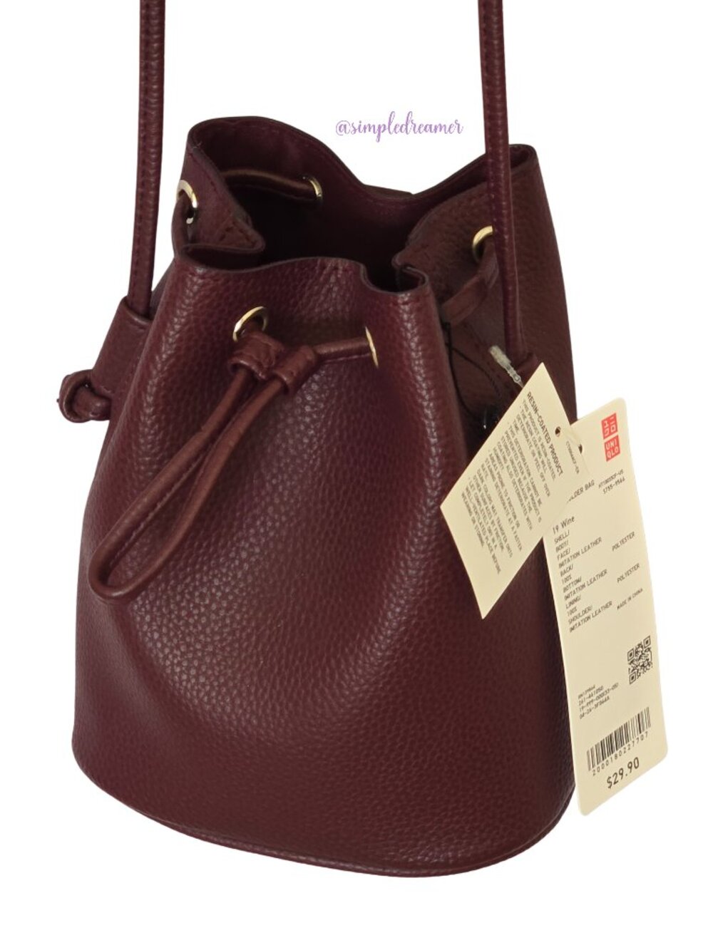UNIQLO Faux Leather Drawstring Mini Shoulder Bag